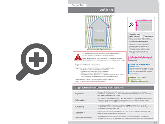 Product Bild hinterglasaufkleber_4_0_farbig_bedruckt_in_pfeil-form_konturgeschnitten