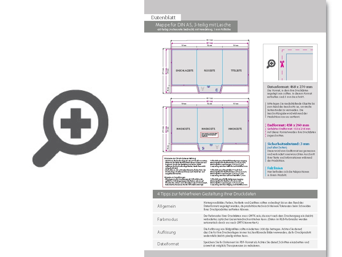 Product Bild mappe_f__r_din_a5__3-teilig_mit_lasche__4_0_farbig_(au__enseite_bedruckt)__mit_blindpr__gung