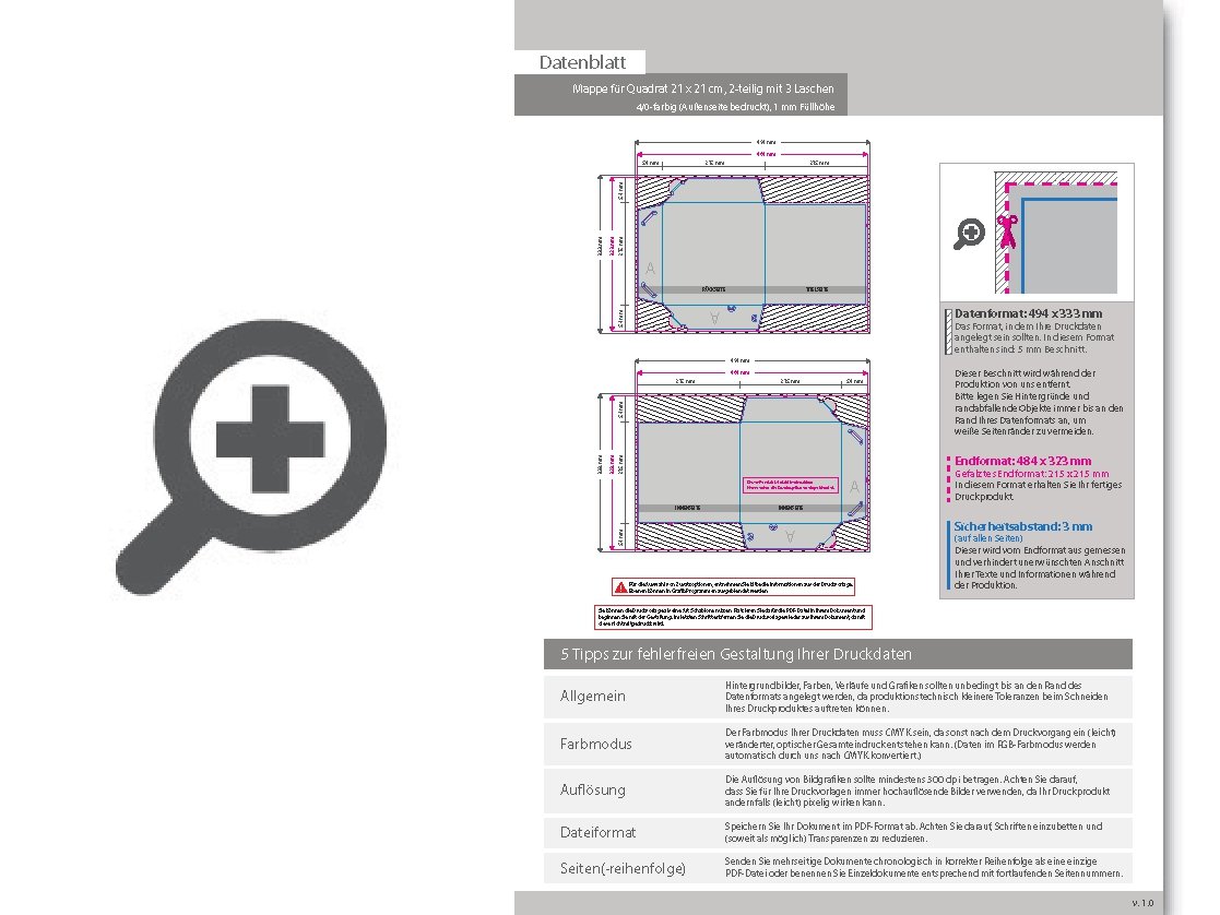 Product Bild mappe_f__r_quadrat_21_x_21_cm__2-teilig_mit_3_laschen__4_0_farbig_(au__enseite_bedruckt)__mit_mattfolie_kaschiert